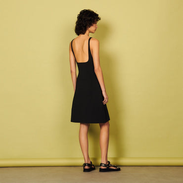 Women Dress With Woven Neckline - Black