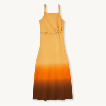 Women Tie-Dye Midi Dress - Beige / Orange / Brown