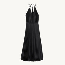 Women Long Pleated Dress - Black