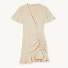 Women Short Ruffled Dress In Floaty Crêpe - Cream