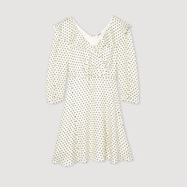 Women Short Polka-Dot Dress - White And Black