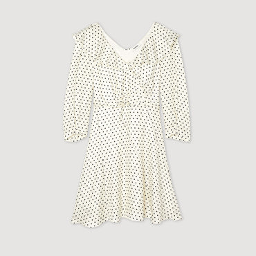 Women Short Polka-Dot Dress - White And Black