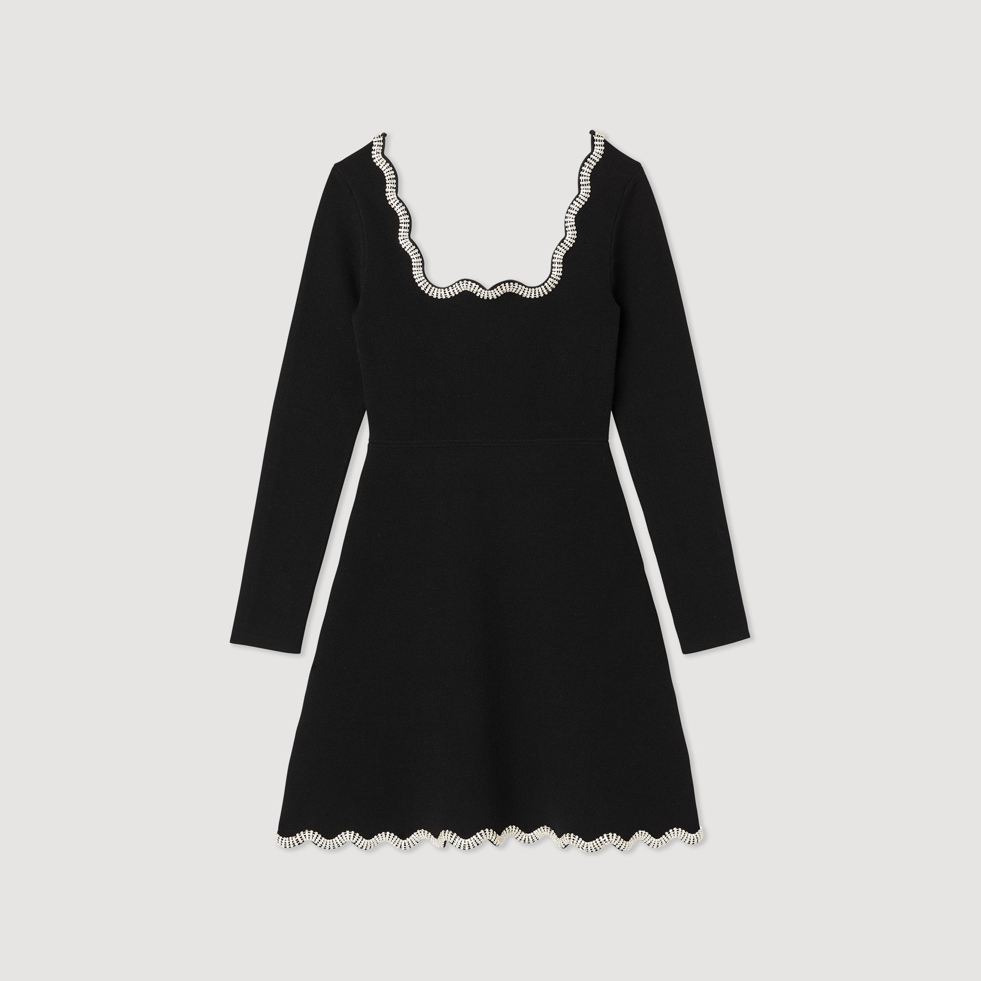 Women Short Knit Crystal-Embellished Dress - Black