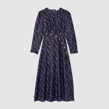 Women Long Flowing Dress - Black / Purple