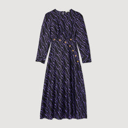 Women Long Flowing Dress - Black / Purple