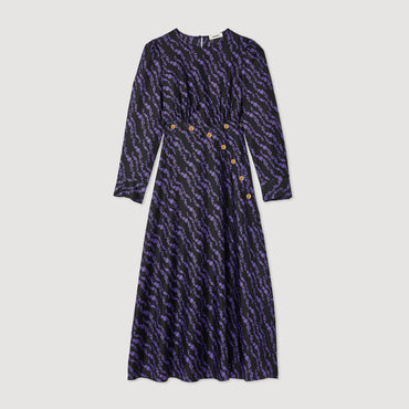 Women Long Flowing Dress - Black / Purple