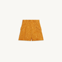 Women Wide Shorts In Tone-On-Tone Jacquard - Ochre