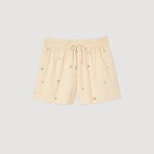 Women Hand-Embroidered Embellished Shorts - Beige