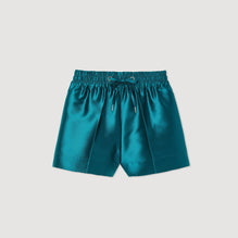 Women Satiny Wide-Leg Shorts - Mallard Green