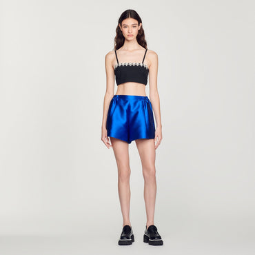 Women Satin Shorts - Electric Blue