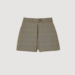 Women Checked Shorts - Brown