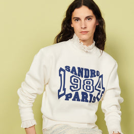 Women Sweatshirt With Lettering - Ecru