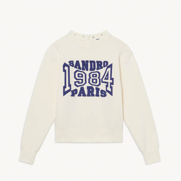 Women Sweatshirt With Lettering - Ecru