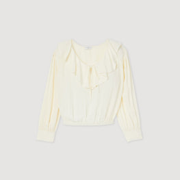 Women Flowing Ruffled Blouse - Butter