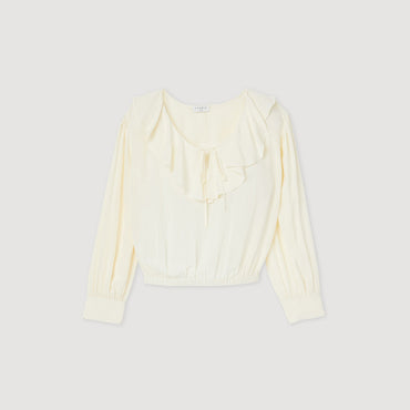 Women Flowing Ruffled Blouse - Butter