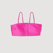 Women Satin Bra Top - Fushia