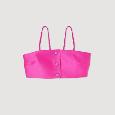 Women Satin Bra Top - Fushia