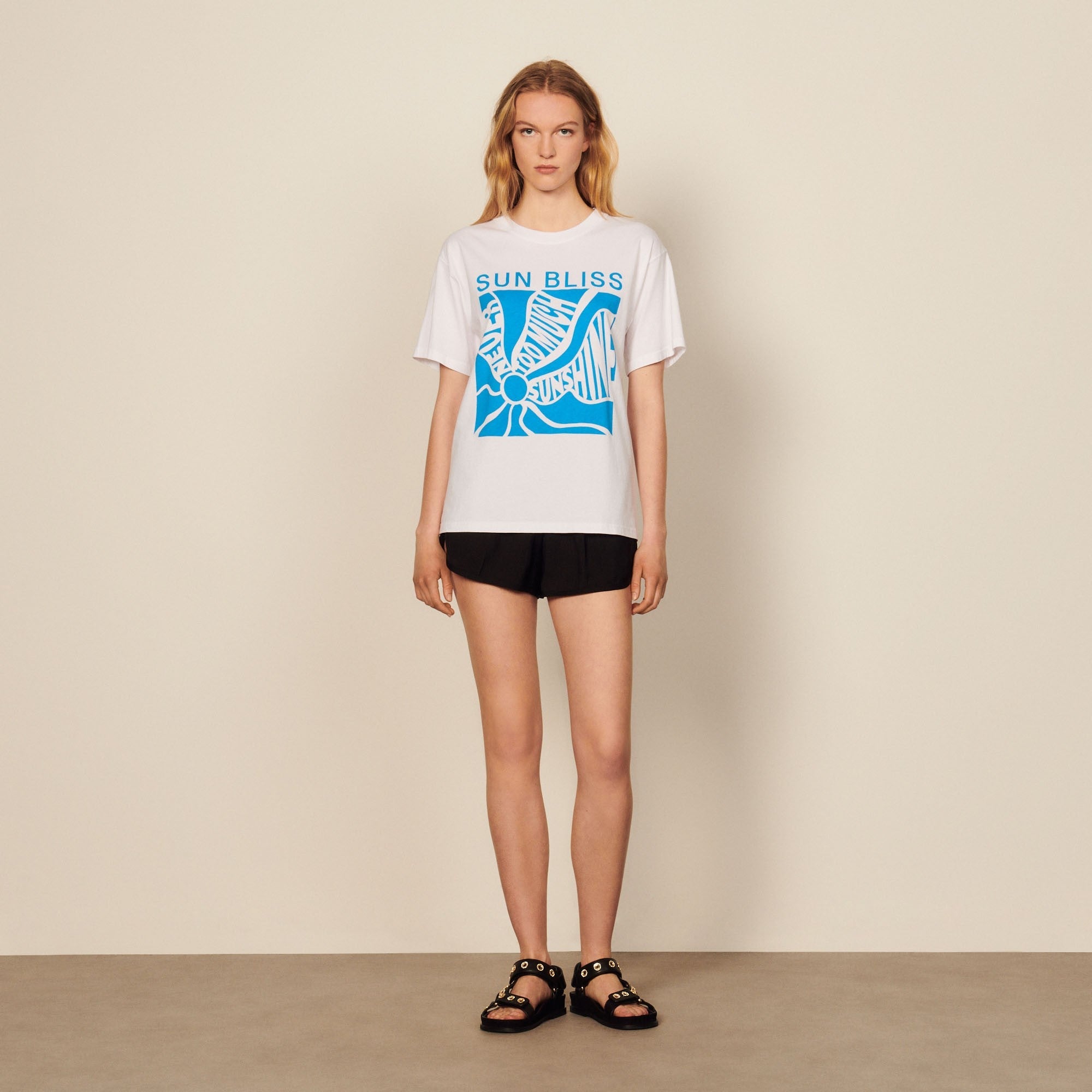 Women Printed T-Shirt - Blue/White