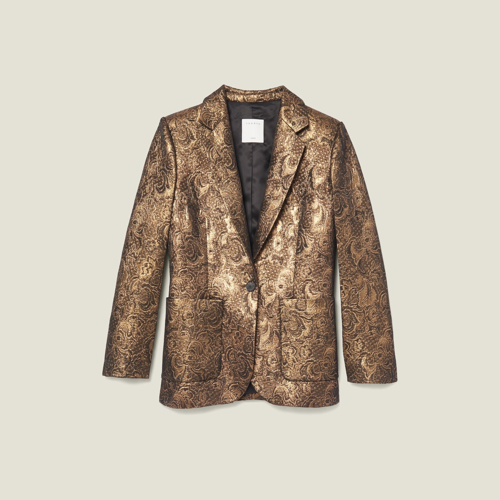 Women Brocade Tailored Jacket - Gold