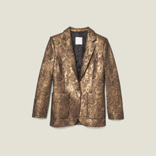 Women Brocade Tailored Jacket - Gold