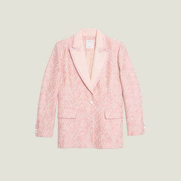 Women Tailored Jacket In Striped Jacquard - Pink