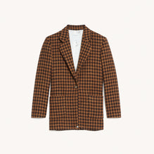 Women Houndstooth Check Tailored Jacket - Brown