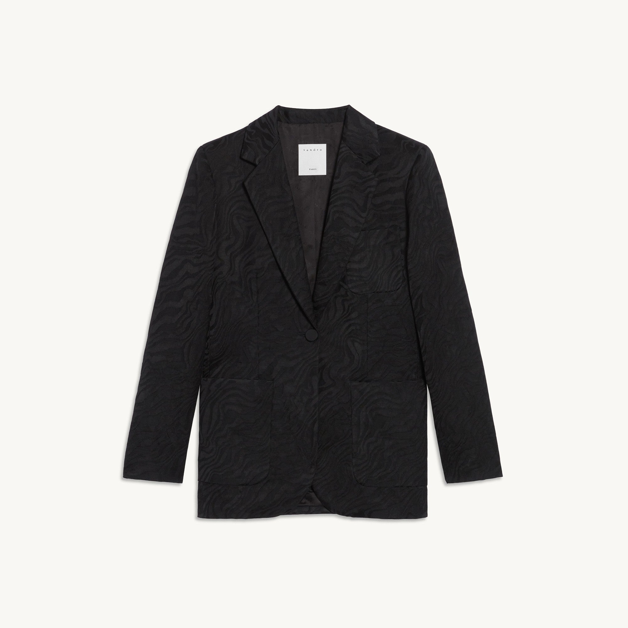 Women Jacquard Tailored Jacket - Black