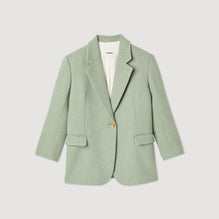 Women Oversized Suit Jacket - Green Grey