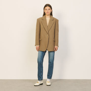 Women Oversized Suit Jacket - Brown