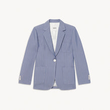 Women Striped Tailored Jacket - Sky Blue