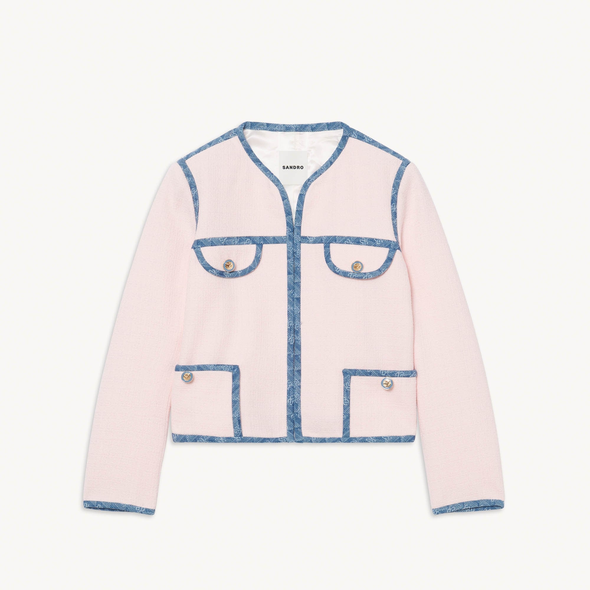 Women Mixed-Material Jacket - Light Pink