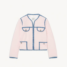 Women Mixed-Material Jacket - Light Pink