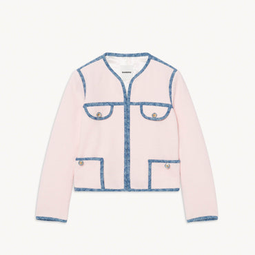 Women Mixed-Material Jacket - Light Pink