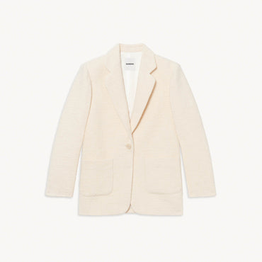 Women Tweed Tailored Jacket - Ecru / Beige