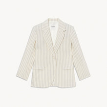 Women Striped Tailored Jacket - Ecru/Black