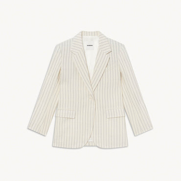 Women Striped Tailored Jacket - Ecru/Black