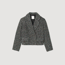 Women Cropped Tweed Jacket - Multi-Color