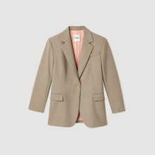 Women Tailored Jacket With Pockets - Taupe Grey