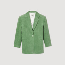 Women Corduroy Tailored Jacket - Olive Green