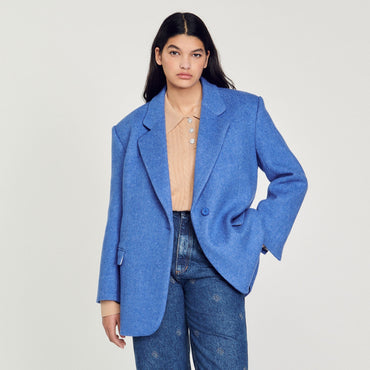 Women Oversized Tailored Jacket - Cobalt Blue