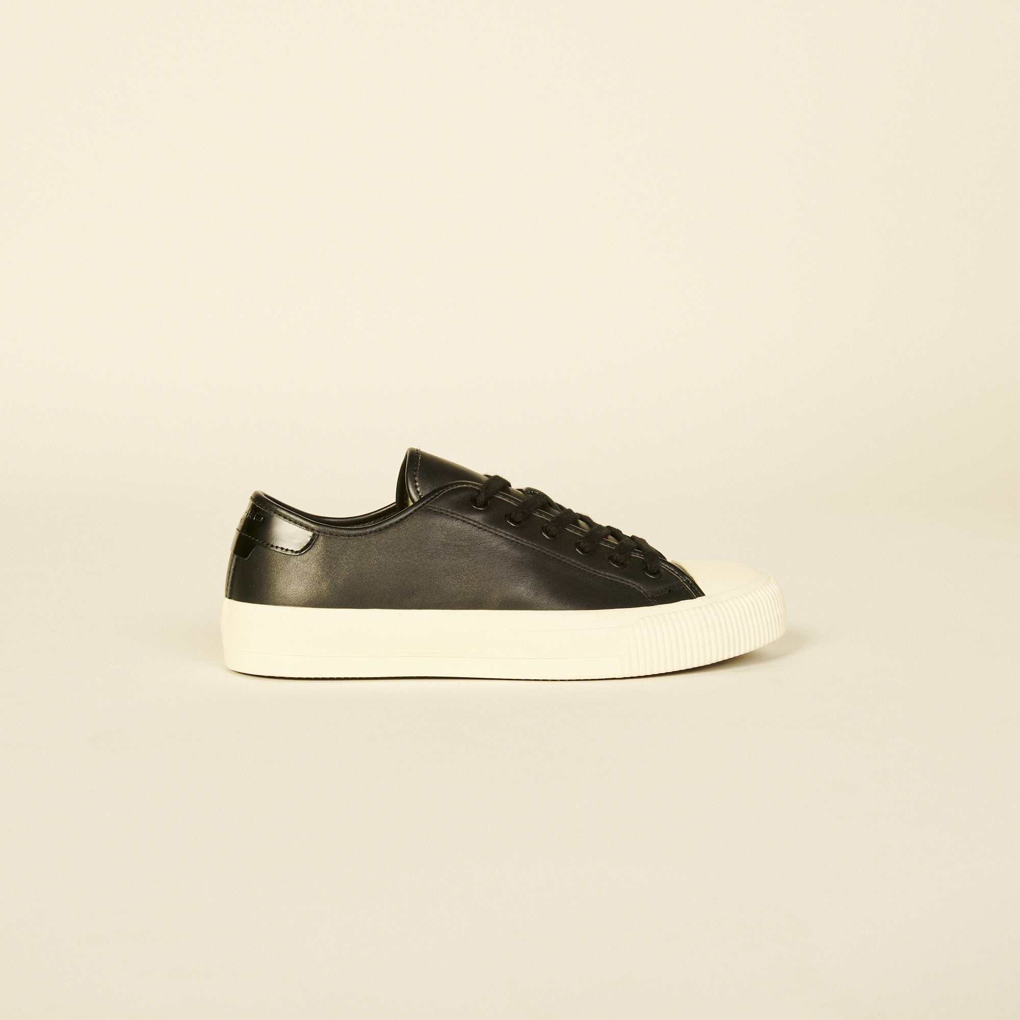 Men Low-Top Leather Trainers - Black