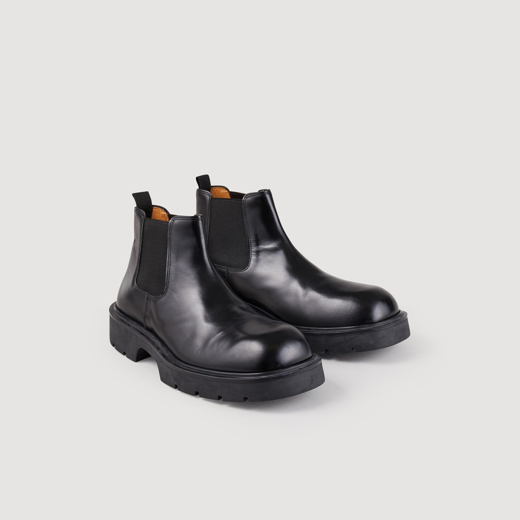 Men Leather Ankle Boots - Black