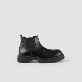 Men Leather Ankle Boots - Black