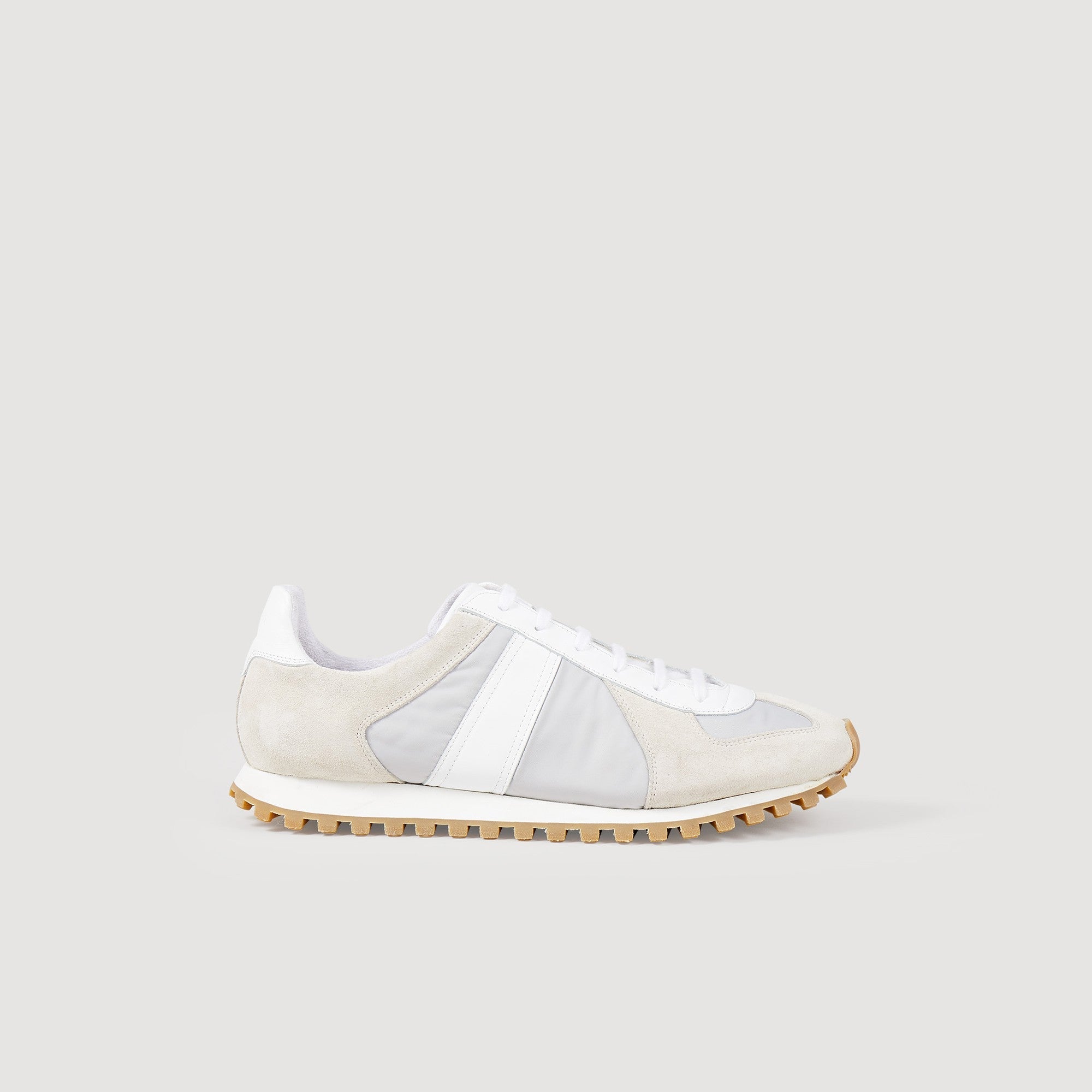 Men Leather Running Trainers - White