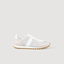 Men Leather Running Trainers - White