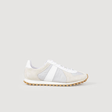 Men Leather Running Trainers - White