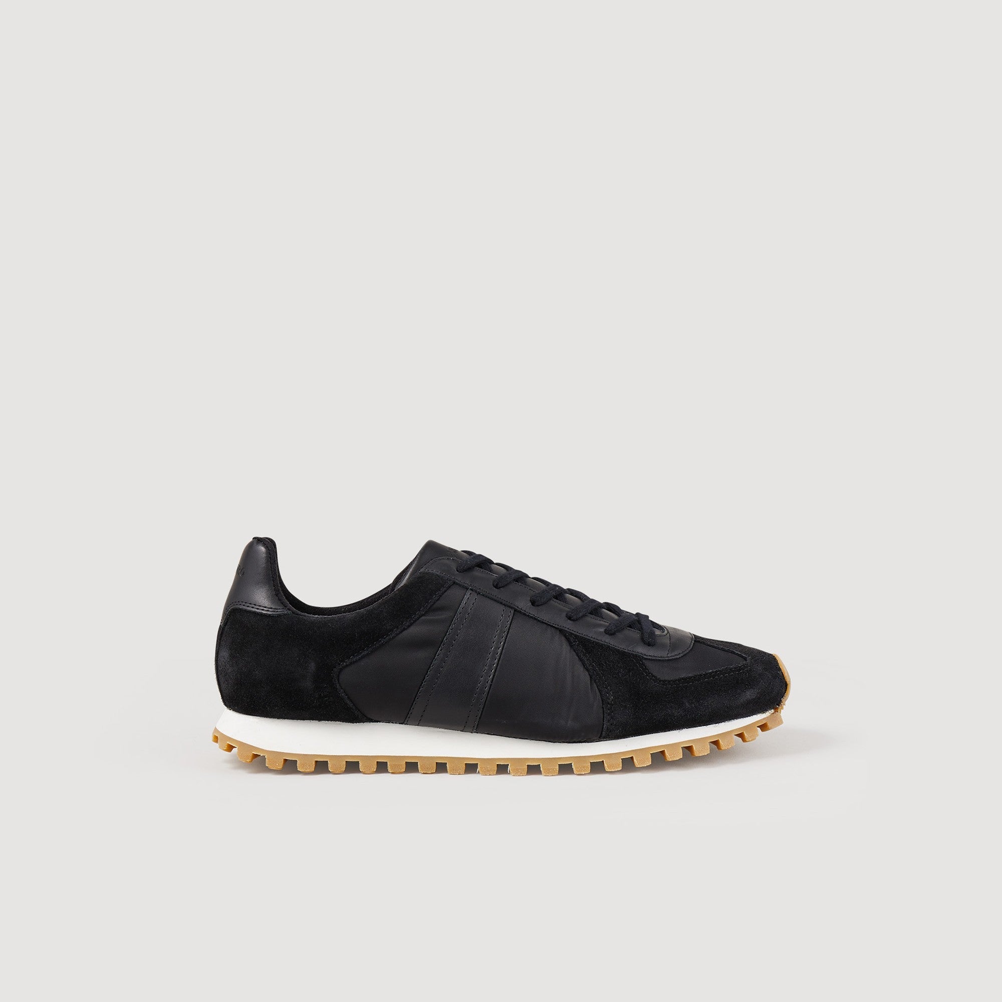 Men Leather Running Trainers - Black