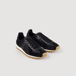 Men Leather Running Trainers - Black