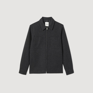 Men Wool Overshirt - Heather Charcoal