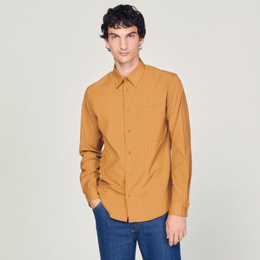 Men Striped Flowing Shirt - Camel